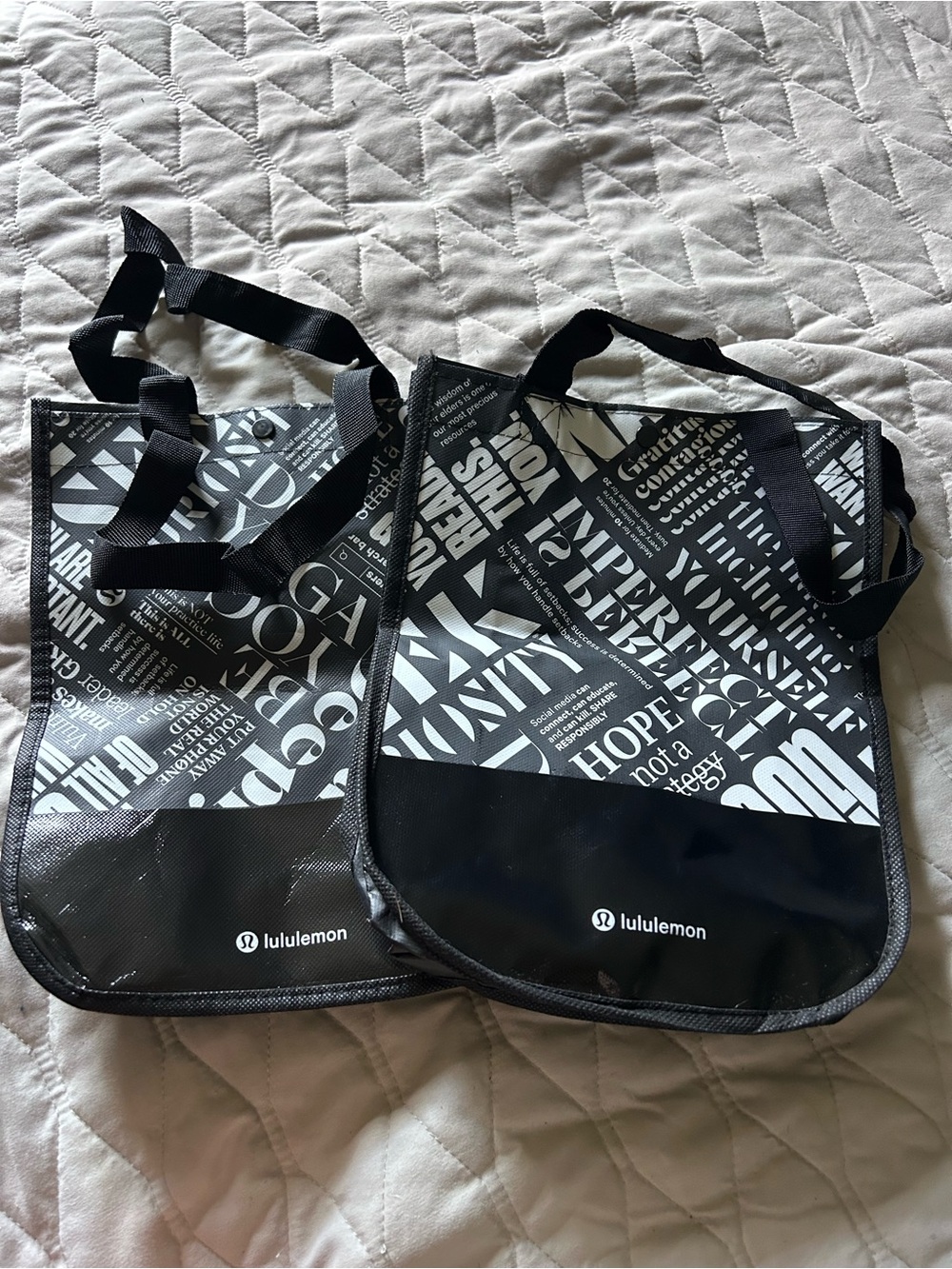 lululemon athletica Black and White Graphic Crossbody Tote Bag Pair